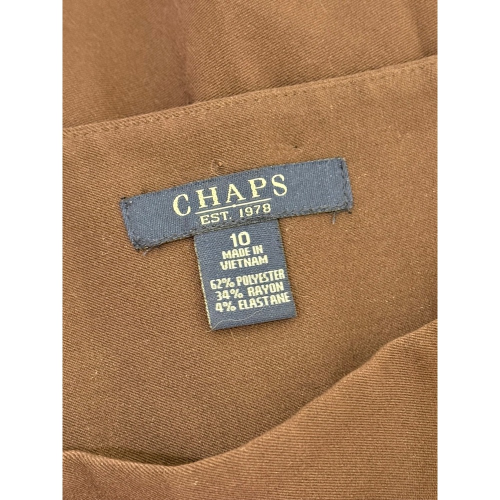 Chaps Brown A Line Skirt Women Size 10 Knee Length Side Button Detail - Picture 6 of 8